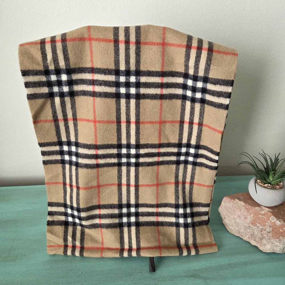 100% CASHMERE Burberry Nova Check Scarf - Picture 4 of 7